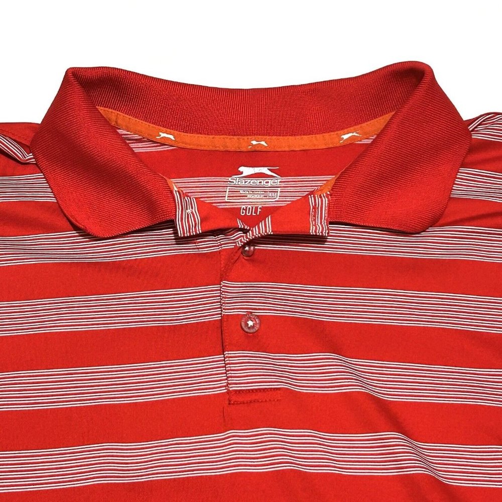 Slazenger Golf Polo Mens Size 2XL Red & White Striped Lightweight Fit